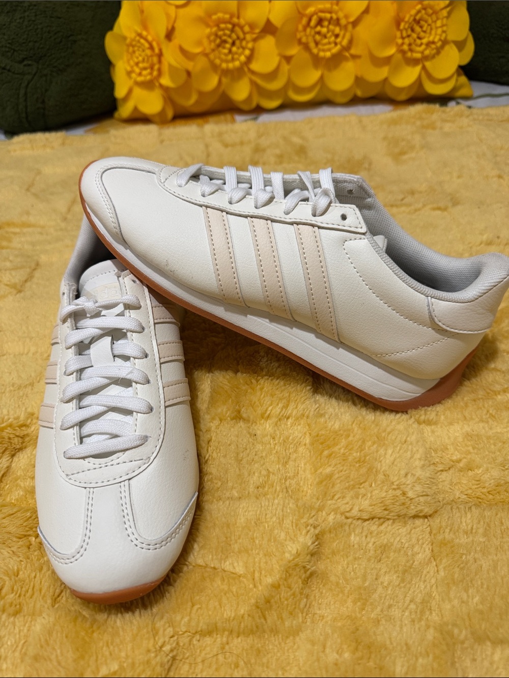 adidas Cream Low-Top Sneakers with Gum Sole